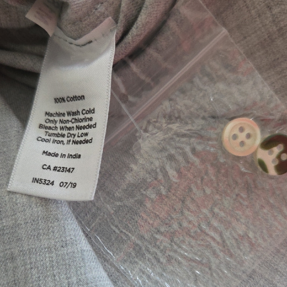 Talbots Gray Shirt with White and Red Accents - Picture 6 of 7